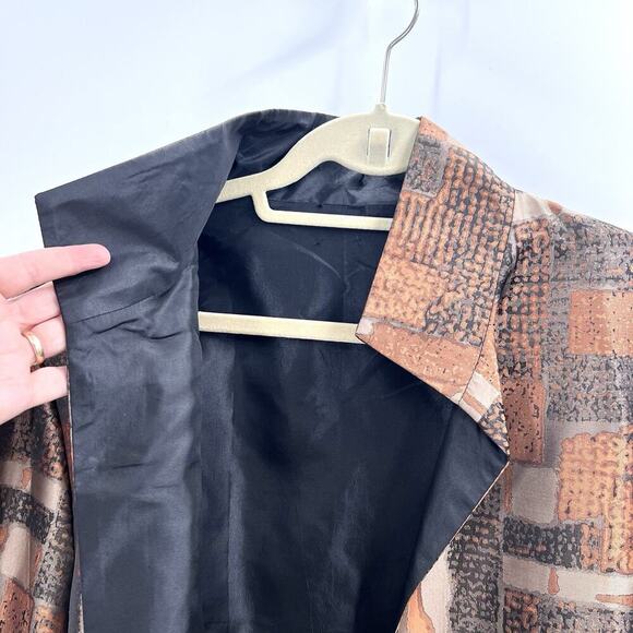 VTG Custom Black Brown Metallic Silk Artsy Blazer Jacket Womens - Picture 5 of 8